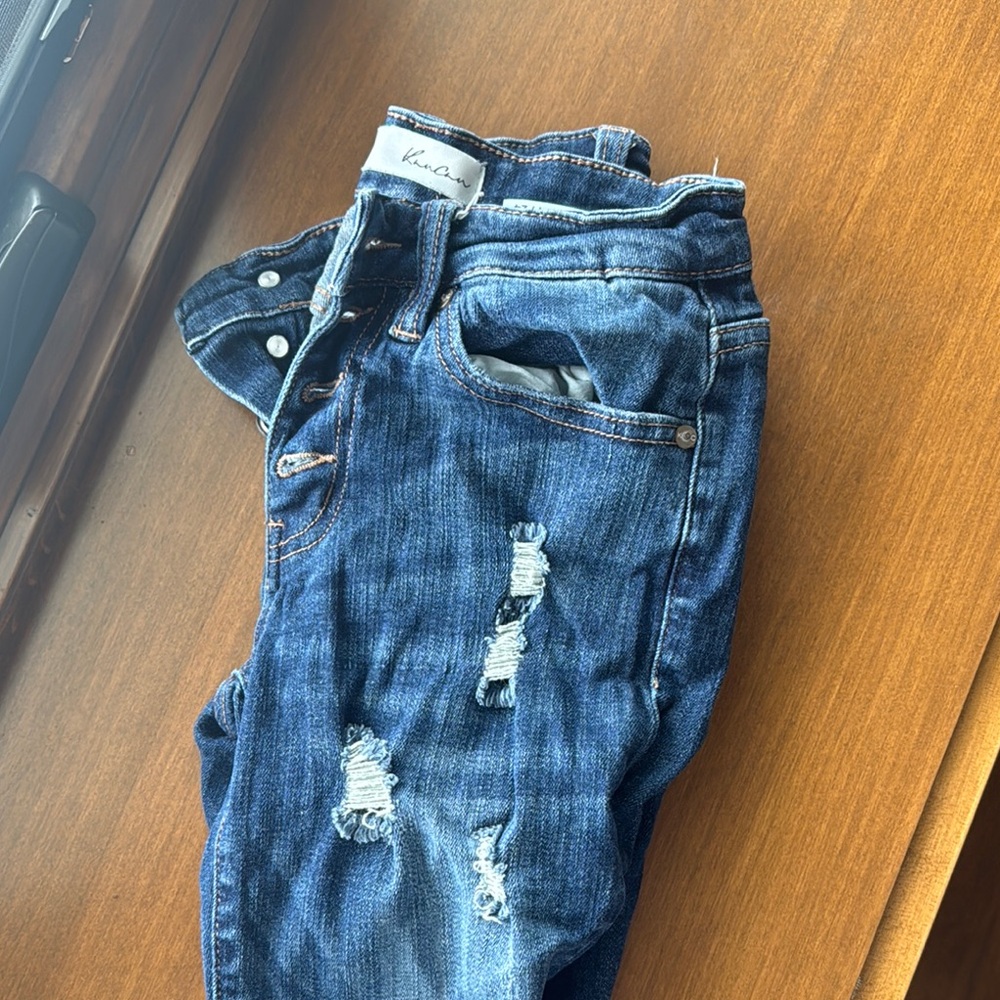 KanCan Blue Boyfriend Distressed Jeans